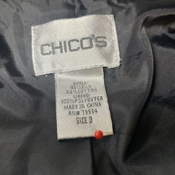 CHICO'S. Size 3X. Silk Cotton Blend. Lined. Pockets. Long Sleeve. B79 - Picture 6 of 6